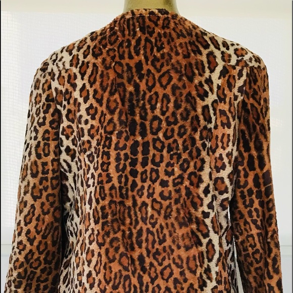 Philippe ADEC PARIS Rouge Ligne $545 LEOPARD Print Faux Fur SWING JACKET Size 8 - Picture 4 of 16